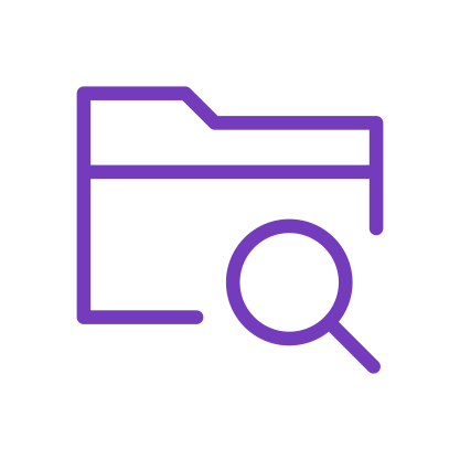 File with magnifying glass purple icon